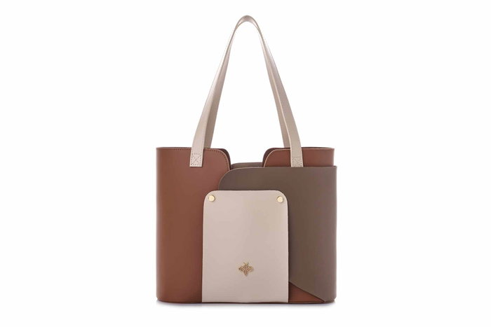 Lucky Bees Bolso Tote en Tan y Mink Lucky Bees Bolso Tote en Tan y Mink